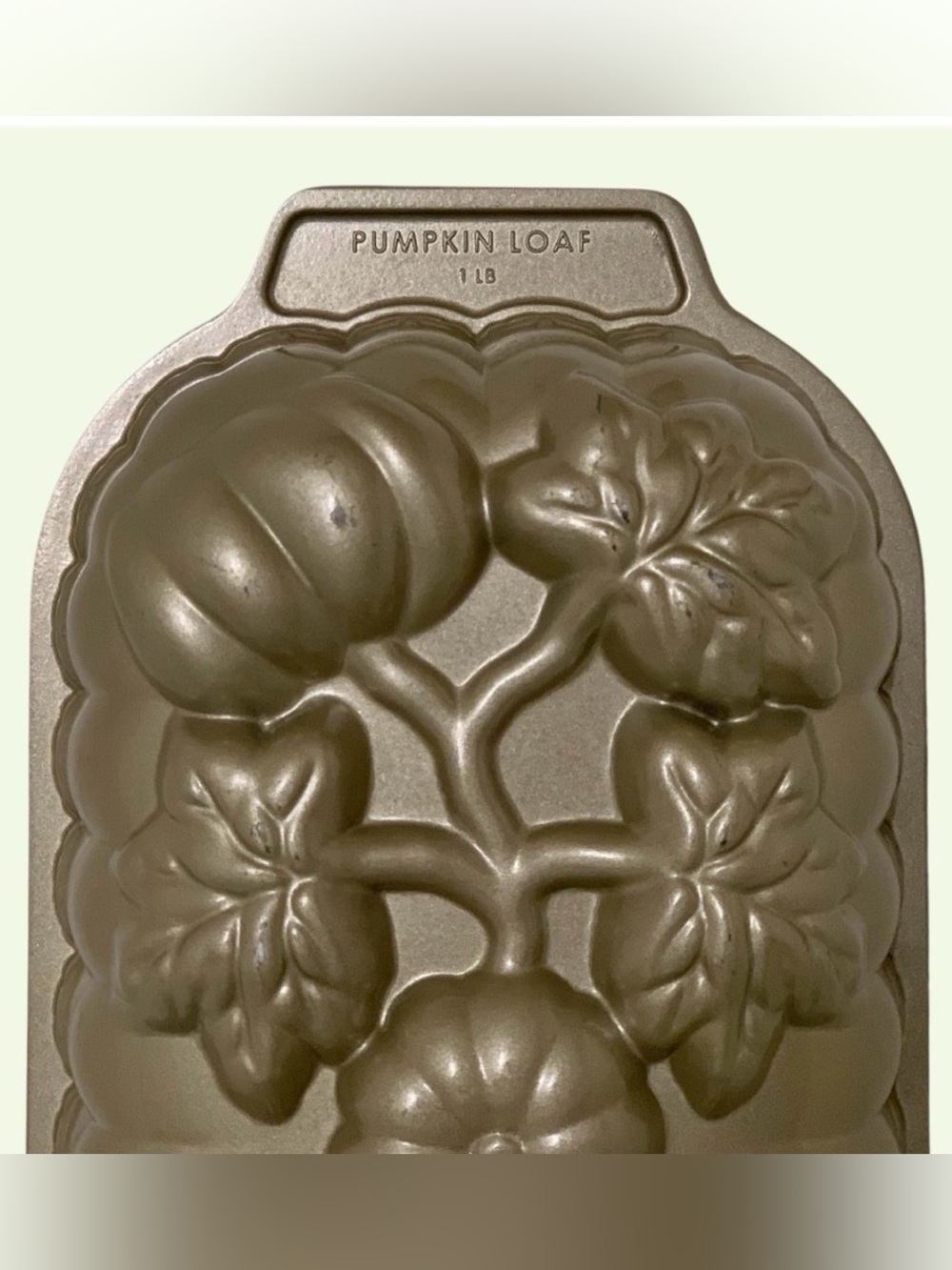 Nordic Ware Harvest Pumpkin Loaf Shimmery Light Gold 3D Baking Pan - Picture 7 of 8